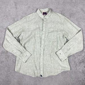 UNTUCKit Linen Shirt Mens Large Green Laroche Regular Fit Long Sleeve Button Up